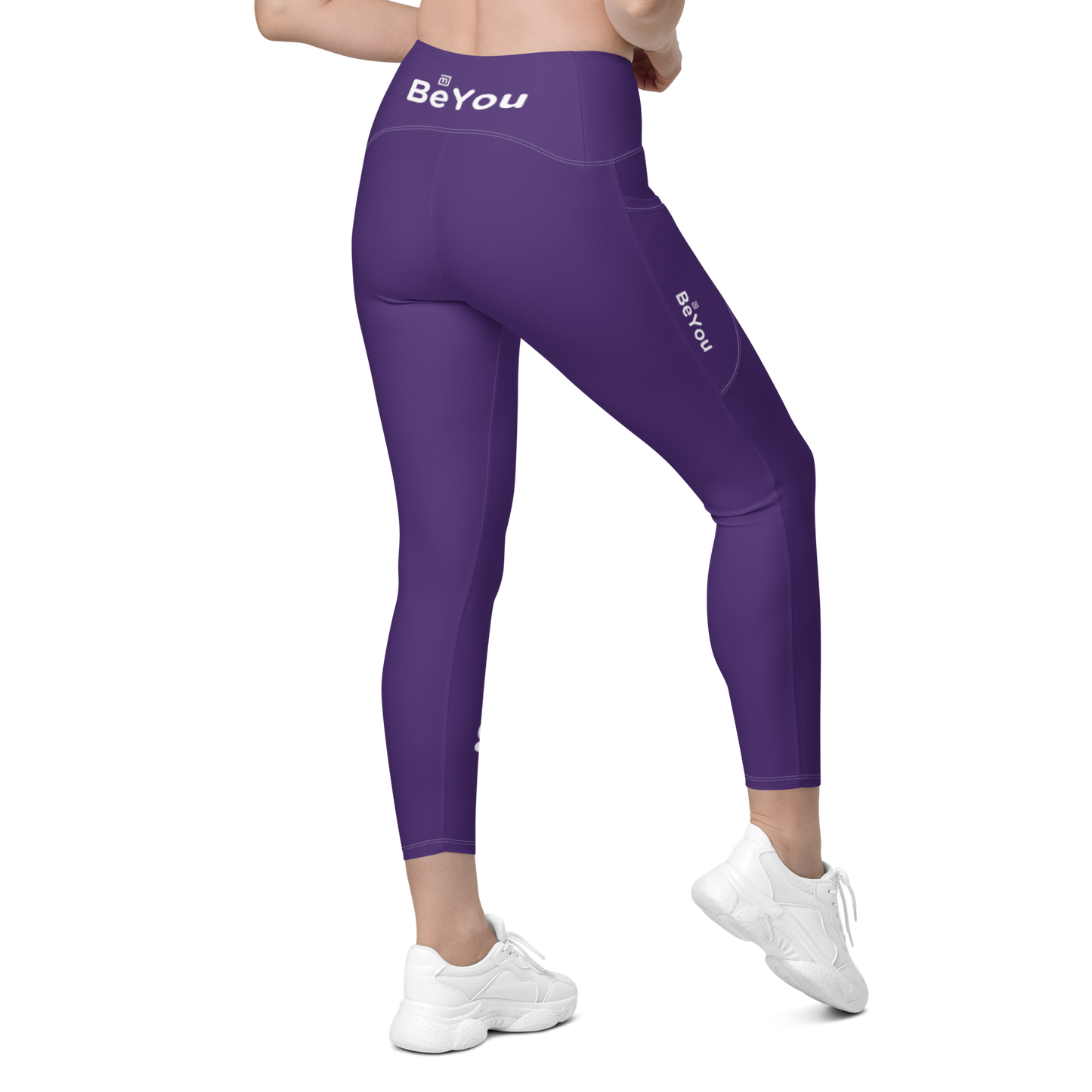 Purple Crossover Leggings with Pockets
