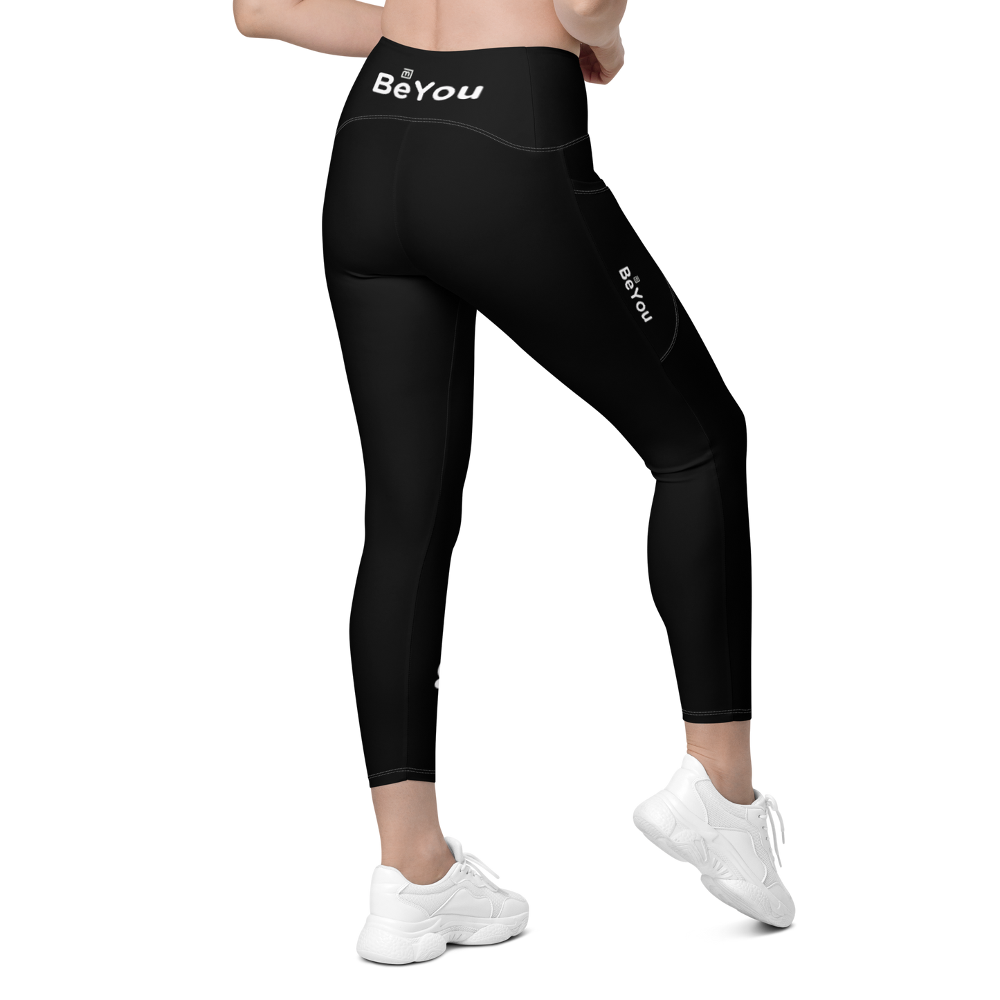 Black Crossover Leggings with Pockets