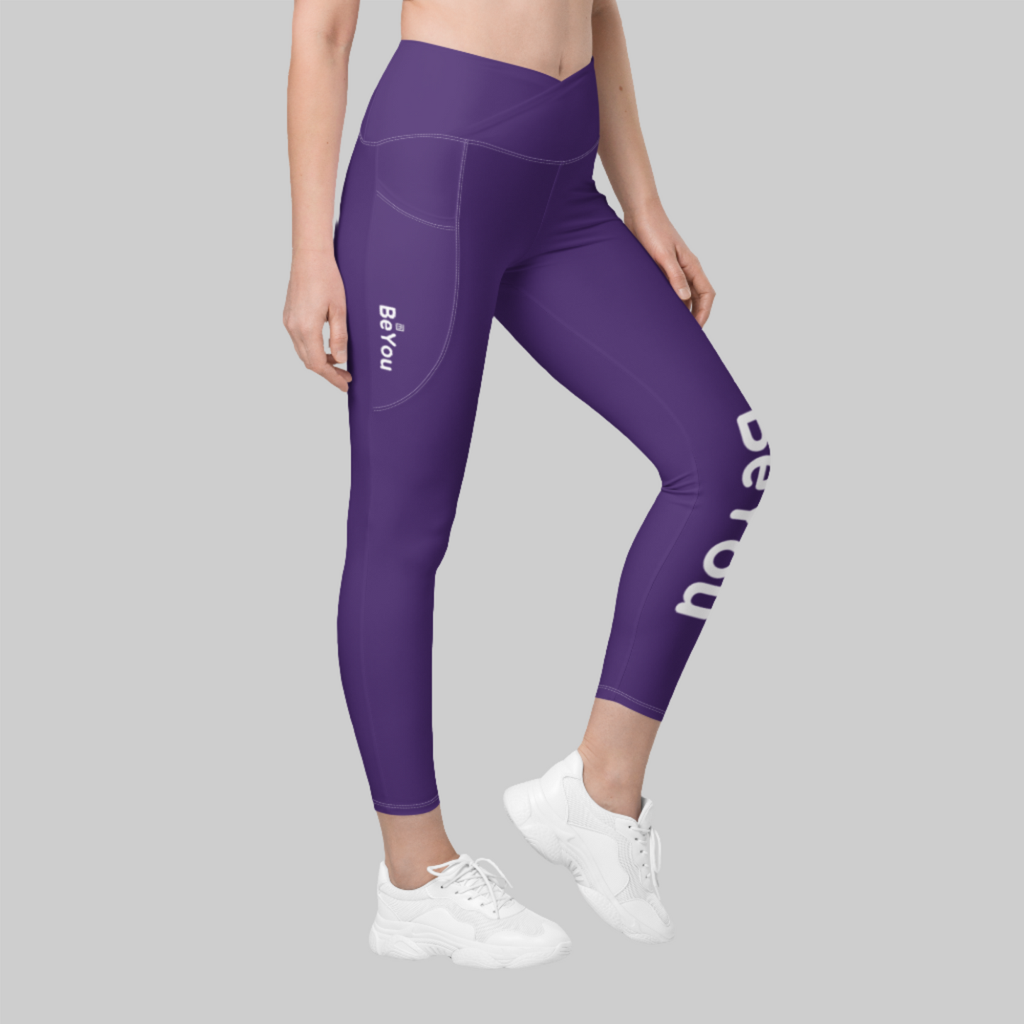 Purple Crossover Leggings with Pockets