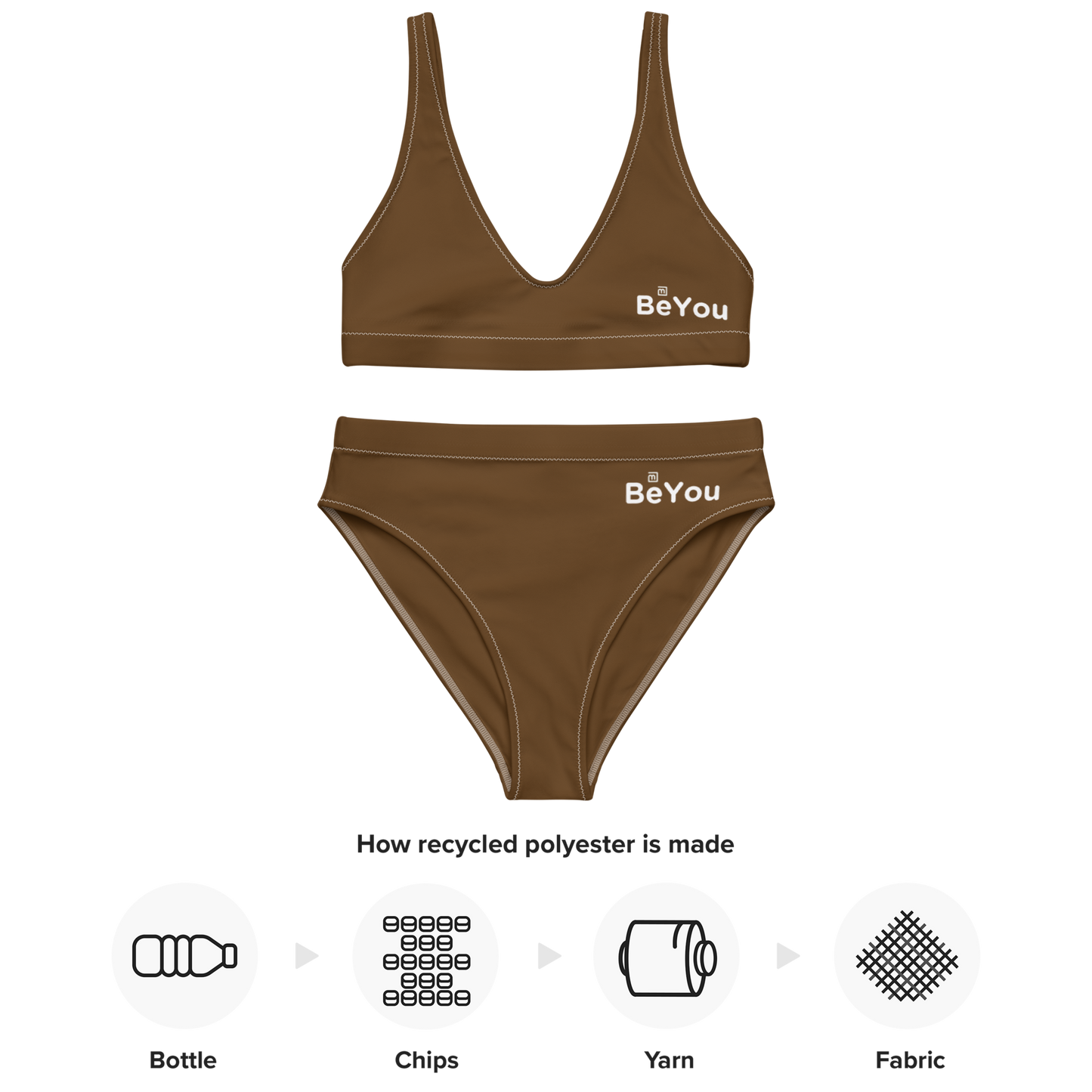 Chocolate Brown Recycled High-Waisted Bikini