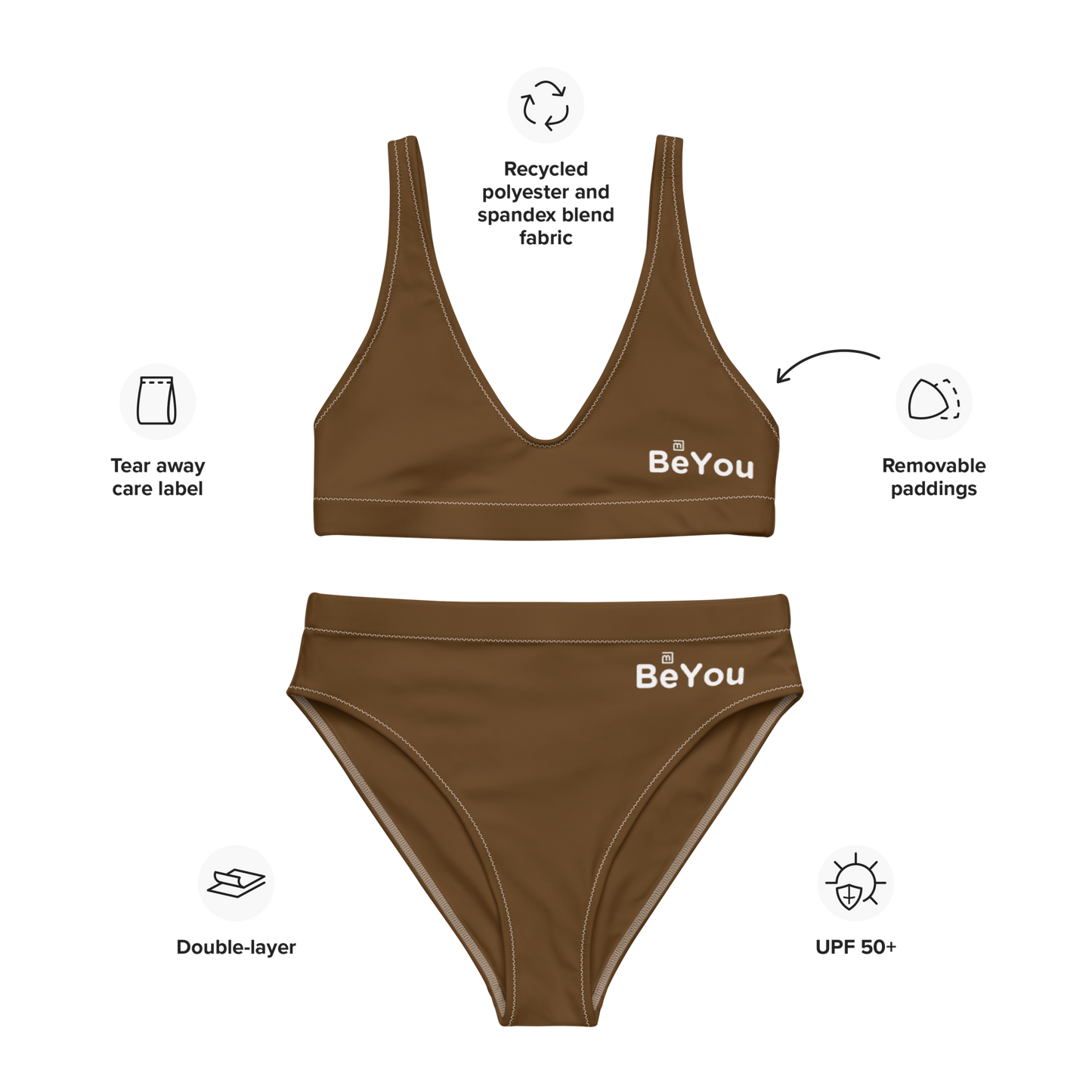 Chocolate Brown Recycled High-Waisted Bikini