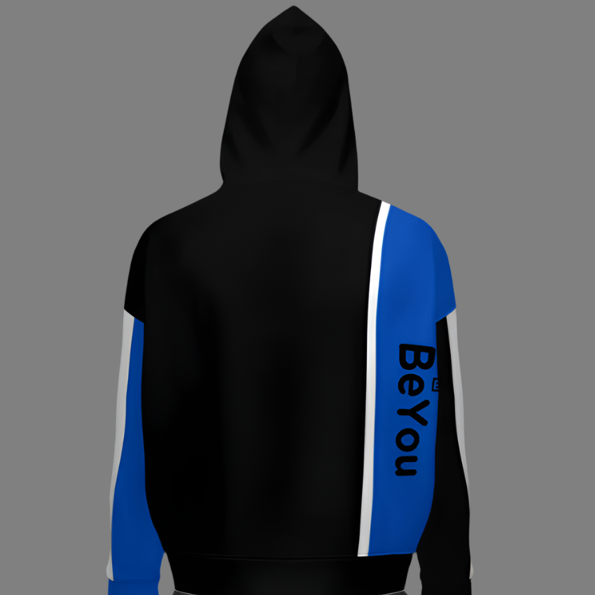 Retro Color Mix Blue Relaxed Sustainable Fit Hoodie