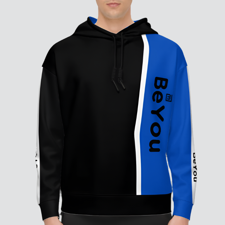 Retro Color Mix Blue Relaxed Sustainable Fit Hoodie