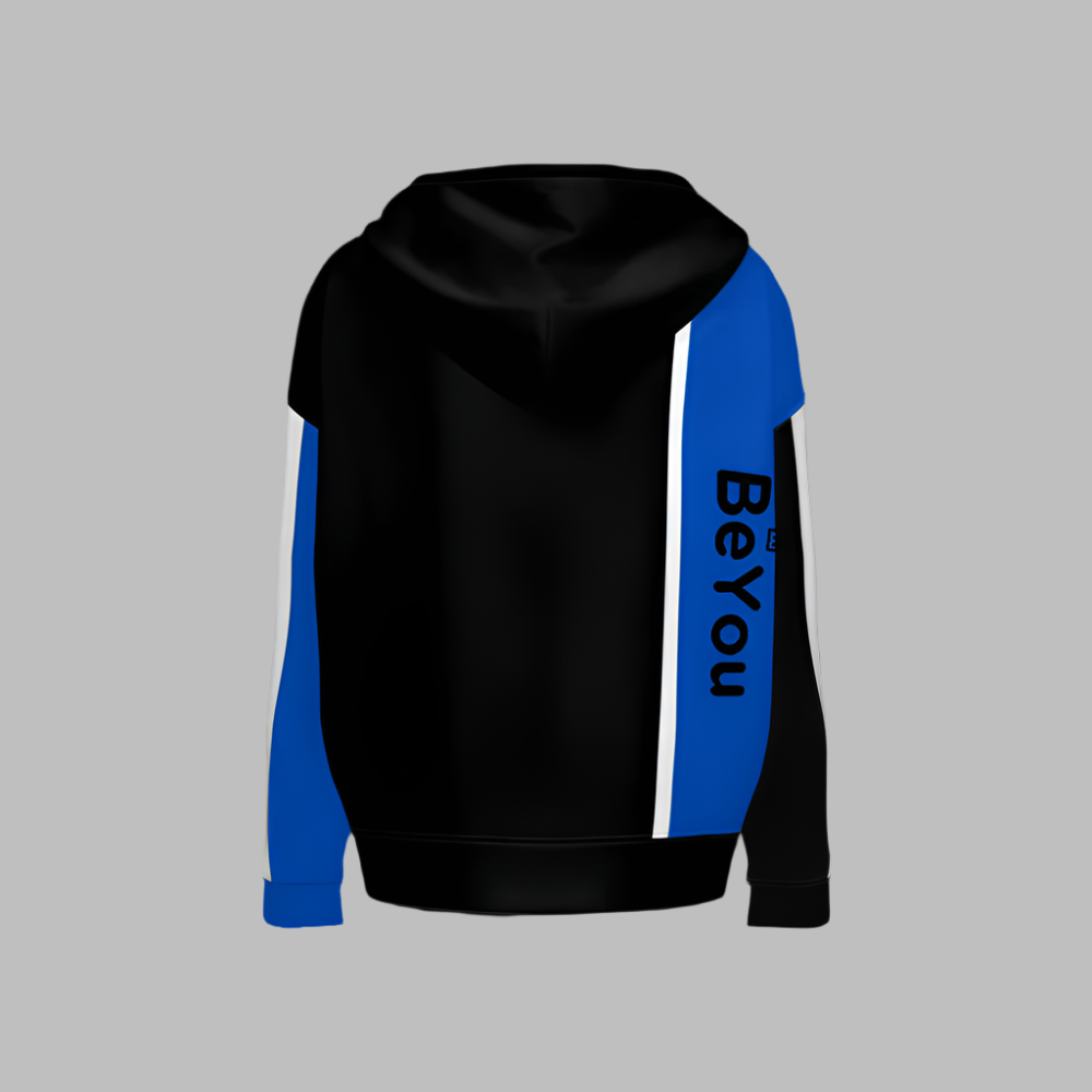 Retro Color Mix Blue Relaxed Sustainable Fit Hoodie