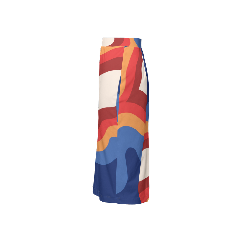 Geometric Puzzle Women’s Back Split Sustainable Pencil Skirt Knit