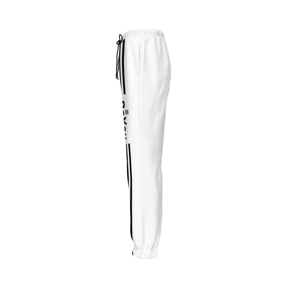 White Vertical Casual Fit Jogging Sustainable Pants