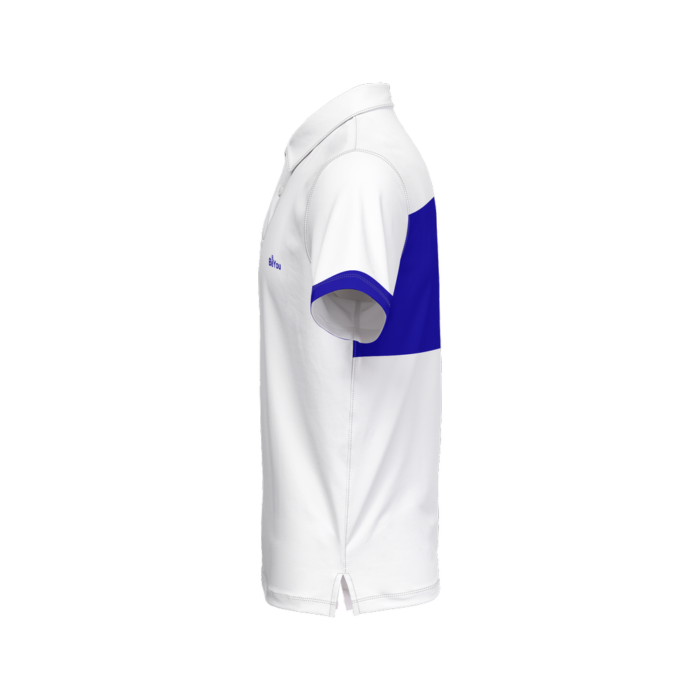 White & Blue Men’s Slim Fit Short-Sleeve Sustainable Polo Shirt