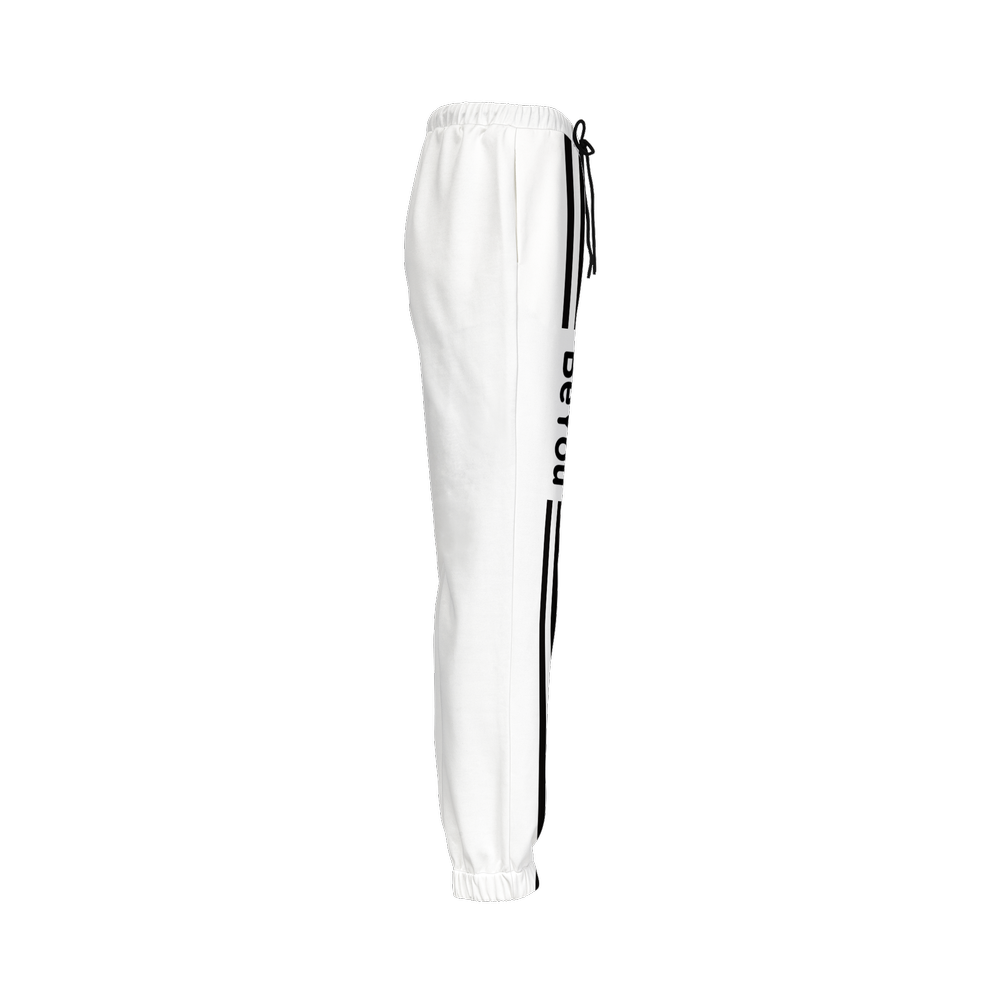 White Vertical Casual Fit Jogging Sustainable Pants