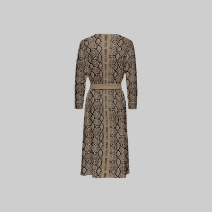Be-Lux Women’s Recycled Tan Snakeskin Wrap Dress