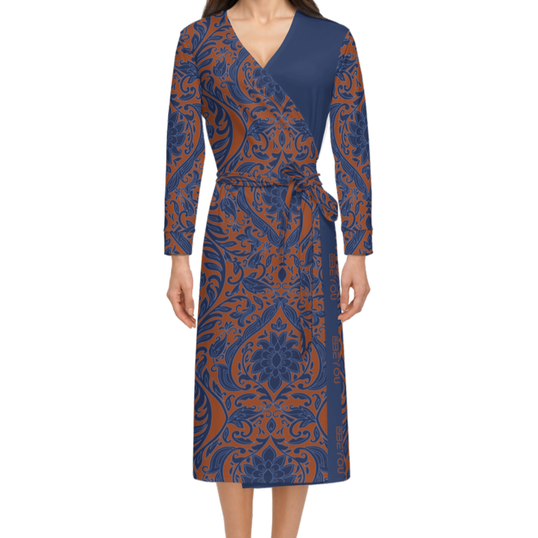 Be-Lux Women’s Recycled Floral Blue Wrap Dress