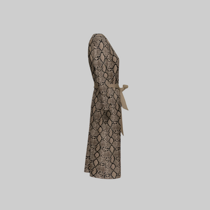 Be-Lux Women’s Recycled Tan Snakeskin Wrap Dress
