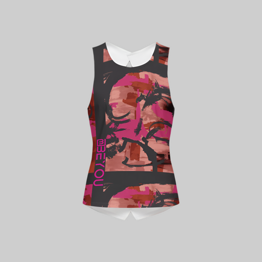 Be-Artsy Women's Recycled Cross Back Pink Tank Top