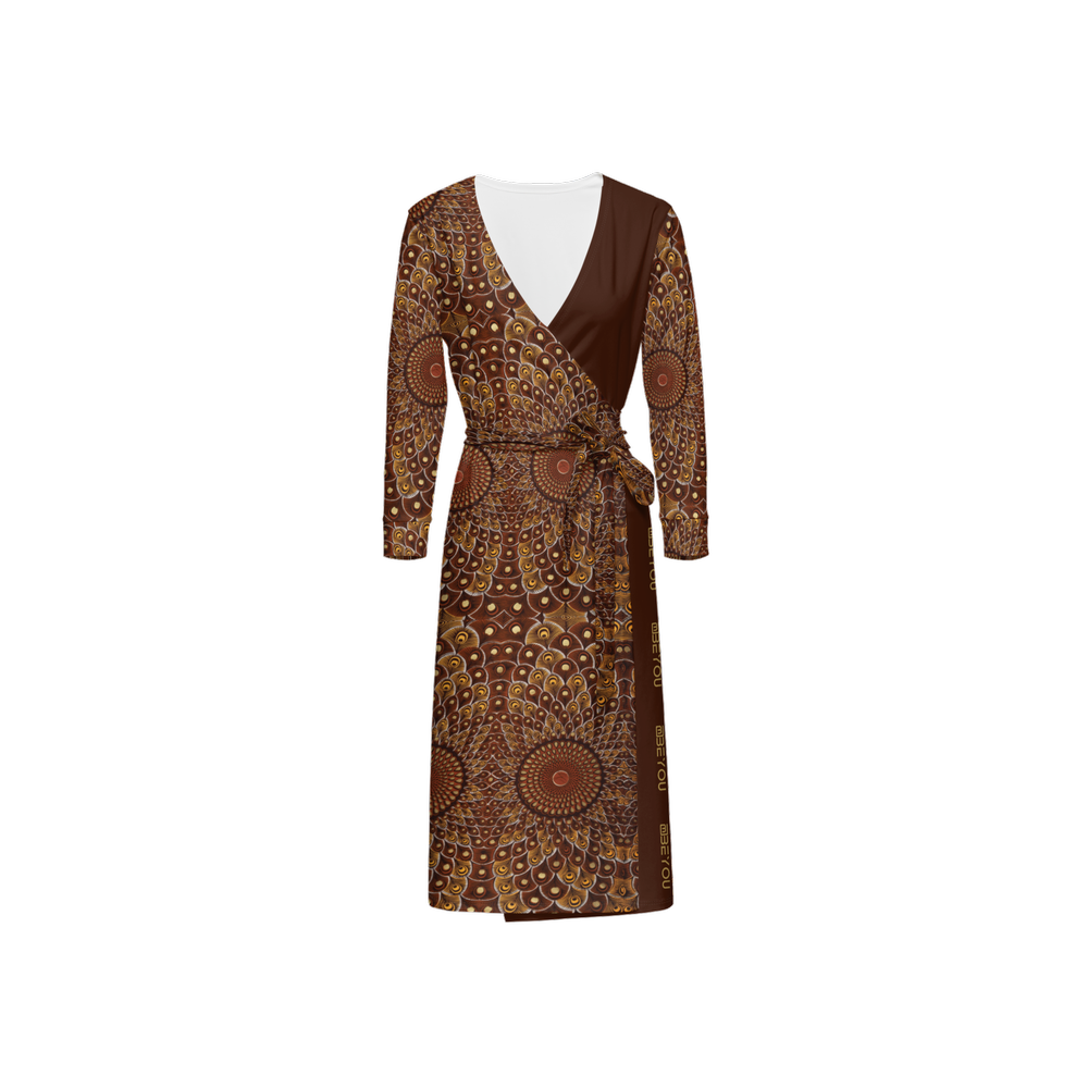 Feather-Me Women's Recycled Brown Wrap Dress