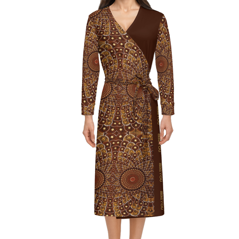 Feather-Me Women's Recycled Brown Wrap Dress