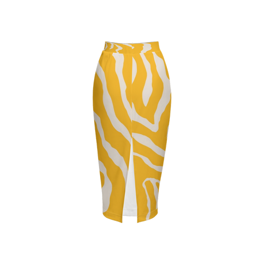 Yellow Sunshine Women’s Back Split Sustainable Pencil Skirt Knit