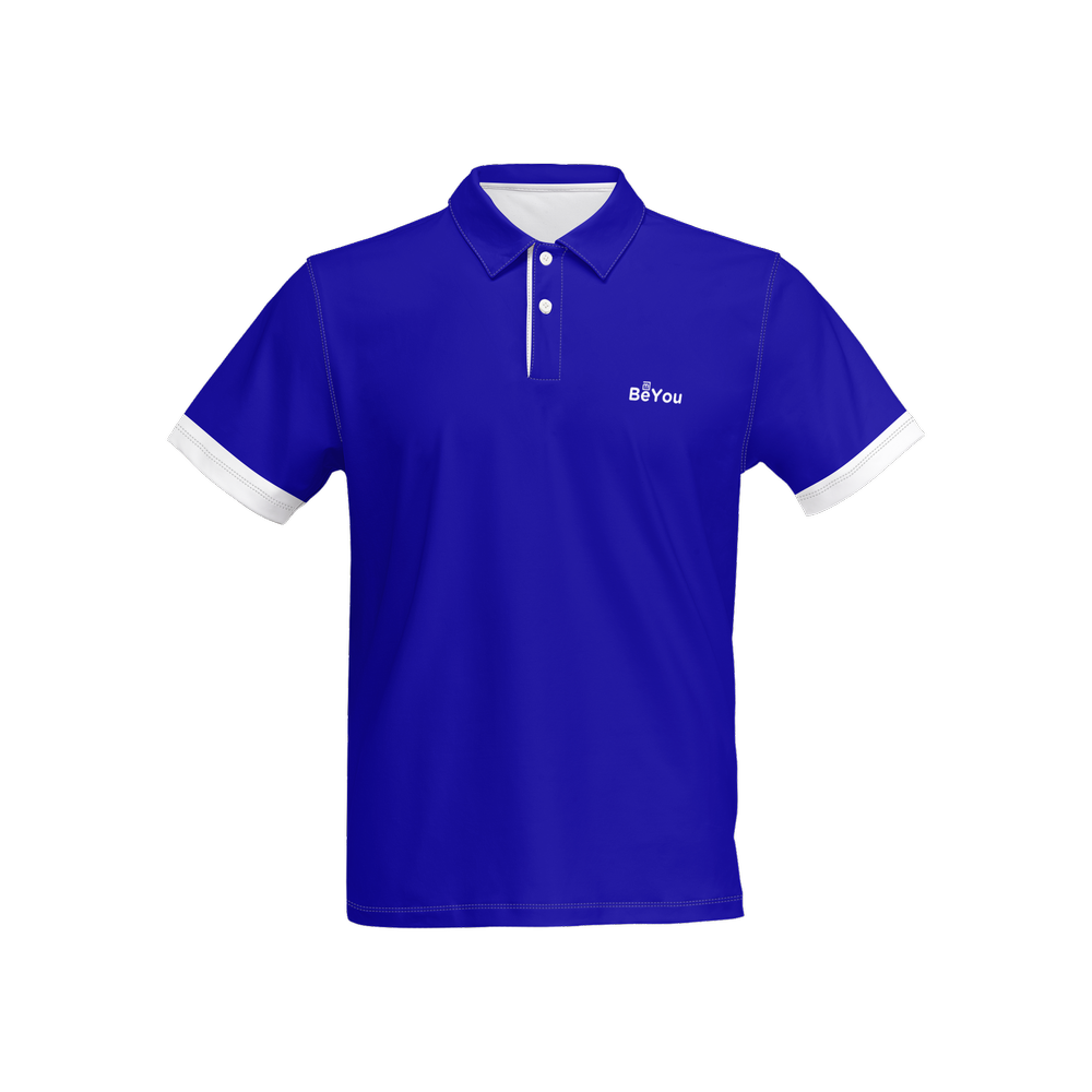 Blue & White Men’s Slim Fit Short-Sleeve Sustainable Polo Shirt