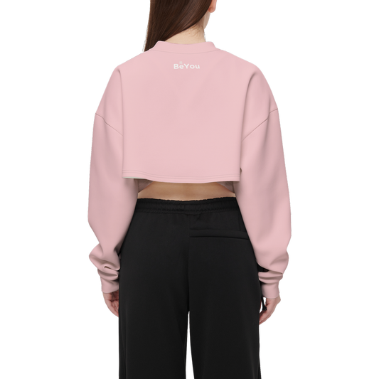 Powder Pink Mix Cropped BeYou Crewneck Eco-Friendly Sweatshirt