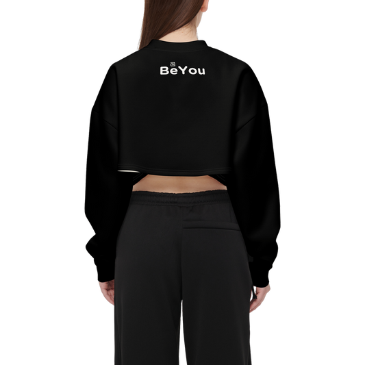 Black Lightening Cropped Crewneck Eco-Friendly Sweatshirt