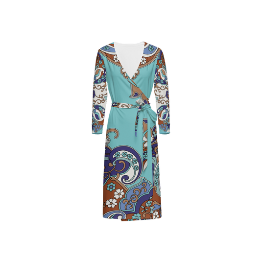 Hazie Vines Print ¾ Sleeve Sustainable Wrap Dress