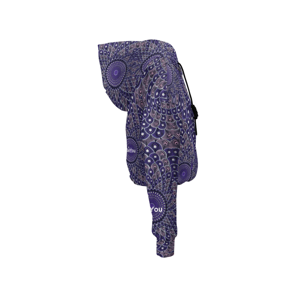 Purple Peacock Cropped Full-Zip Sustainable Hoodie
