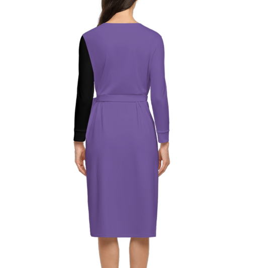Eco Earth Purple Women’s ¾ Sleeve Sustainable Wrap Dress