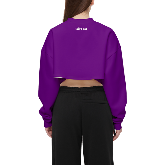 BeYou Purple Mix Cropped Sustainable Crewneck Sweatshirt