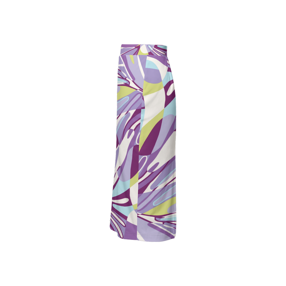 Purple Pastel Motion Women’s Back Split Sustainable Pencil Skirt Knit