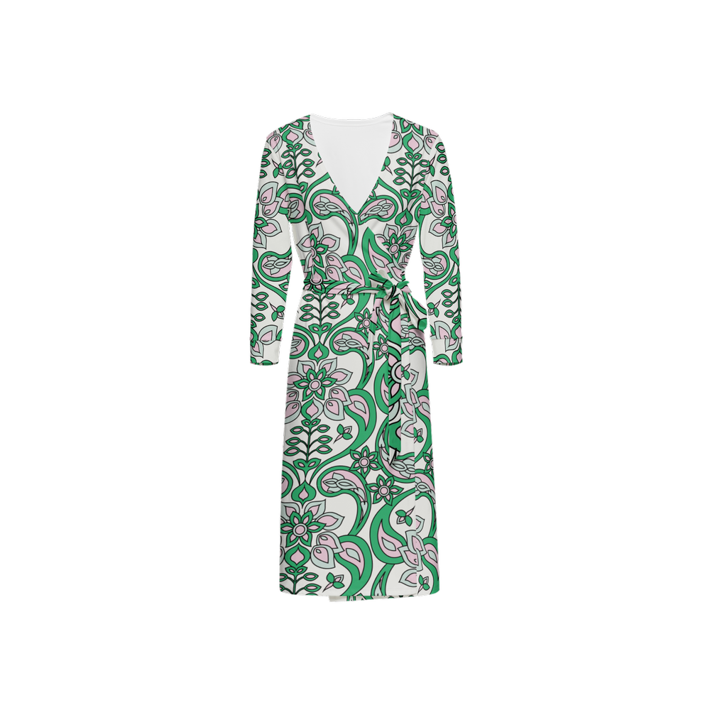 Green Goddess Earth ¾ Sleeve Sustainable Wrap Dress
