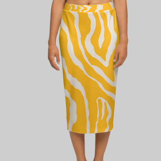 Yellow Sunshine Women’s Back Split Sustainable Pencil Skirt Knit