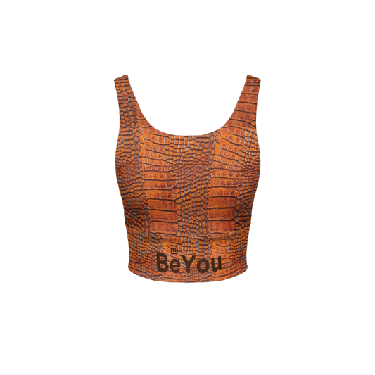 Crocodile Faux Burnt Orange Women's Recycled Sports Bra