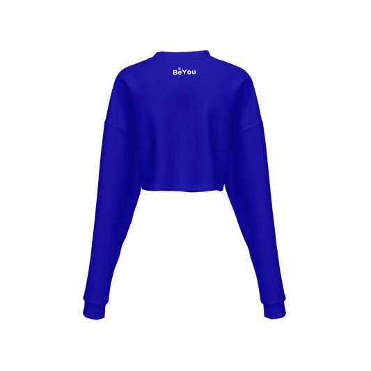 BeYou Blue Mix Cropped Sustainable Crewneck Sweatshirt