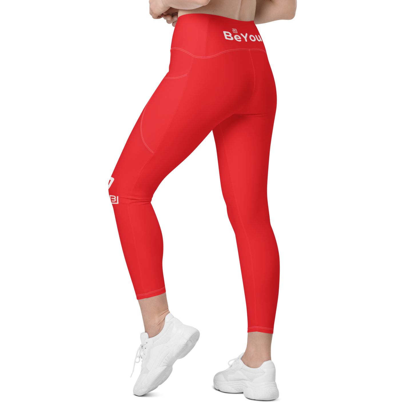 Alizarin Red Crossover Leggings with Pockets