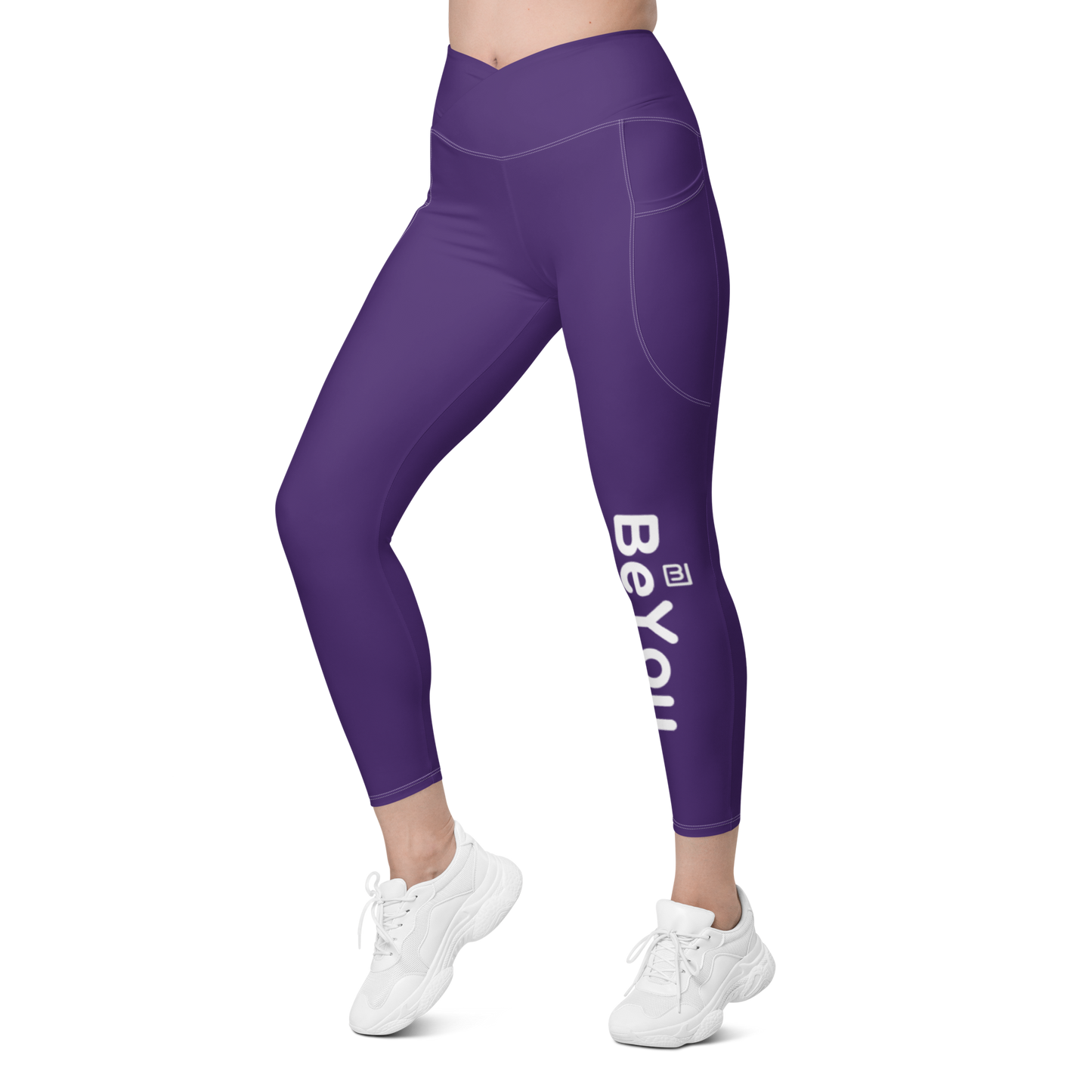 Purple Crossover Leggings with Pockets