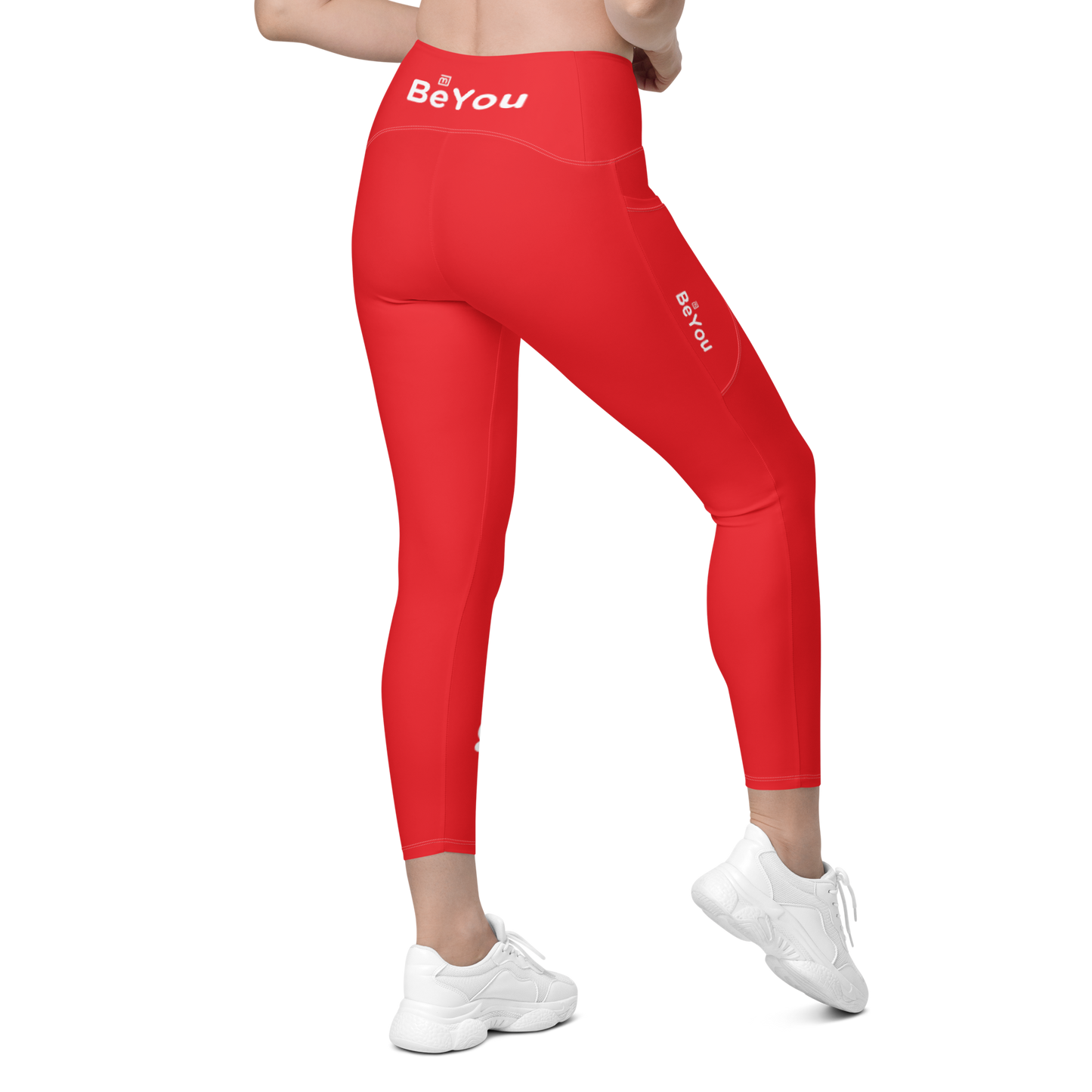 Alizarin Red Crossover Leggings with Pockets