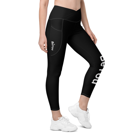 Black Crossover Leggings with Pockets