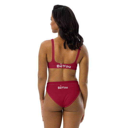 Carmine Red Recycled High-Waisted Bikini