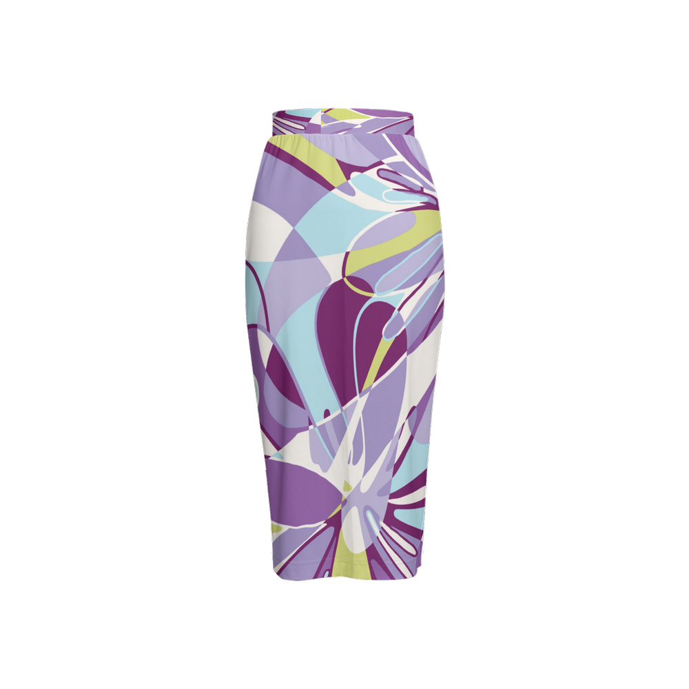Purple Pastel Motion Women’s Back Split Sustainable Pencil Skirt Knit
