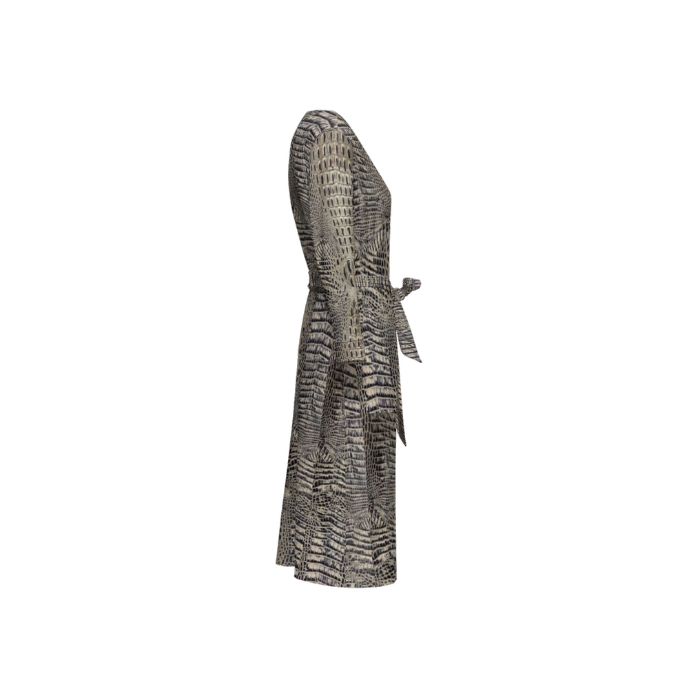 Grey LUX Crocodile Sustainable Women’s ¾ Sleeve Wrap Dress