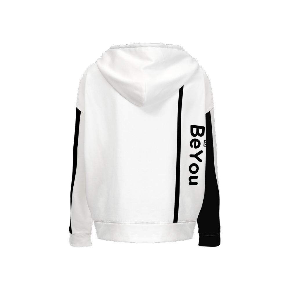 Retro Color Mix White Relaxed Sustainable Fit Hoodie