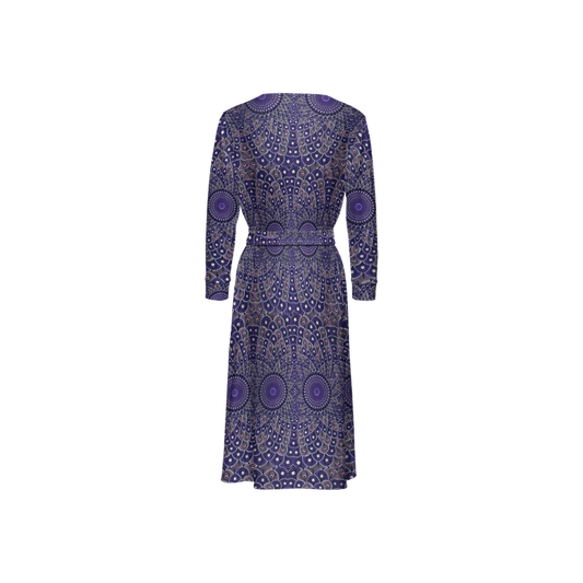Purple Peacock Sustainable ¾ Sleeve Wrap Dress