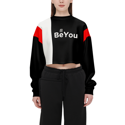 Black Lightening Cropped Crewneck Eco-Friendly Sweatshirt