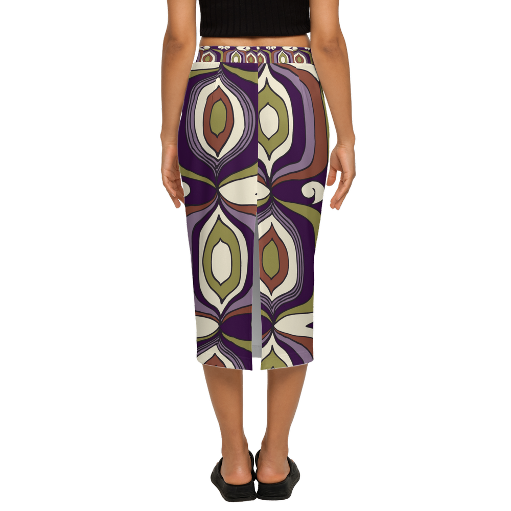 Purple Fusion Women’s Back Split Sustainable Pencil Skirt Knit