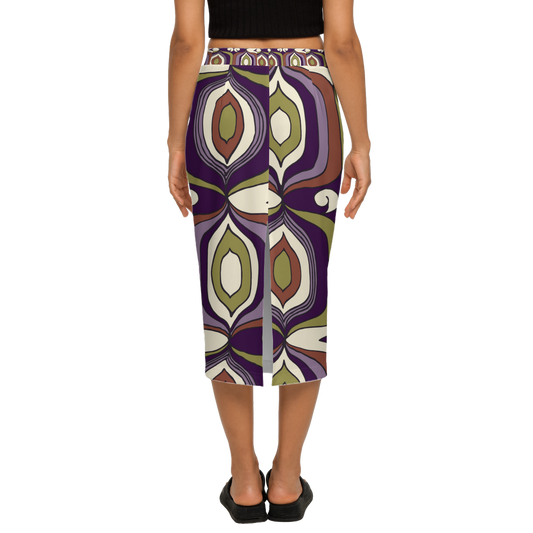 Purple Fusion Women’s Back Split Sustainable Pencil Skirt Knit