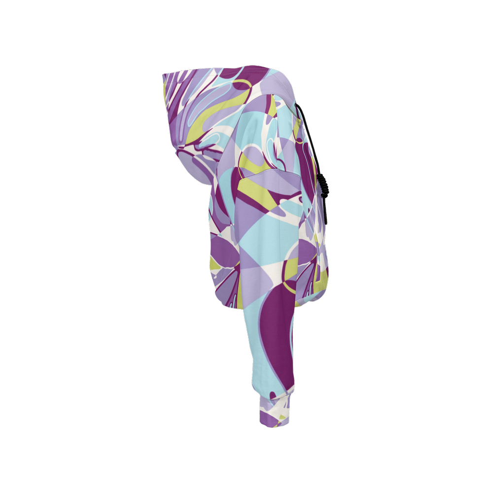 Purple Pastel Motion Women Cropped Sustainable Full-Zip Hoodie