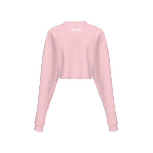 Powder Pink Mix Cropped BeYou Crewneck Eco-Friendly Sweatshirt